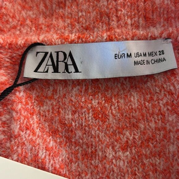 ZARA Orange V Neck Sweater - Picture 3 of 6